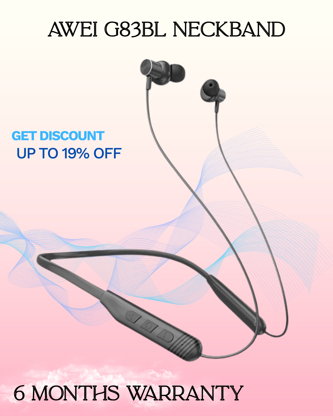 Brown Bold Headphone Promotion Instagram Post (1) Awei G83BL Neckband Bluetooth Earphones - Image 1